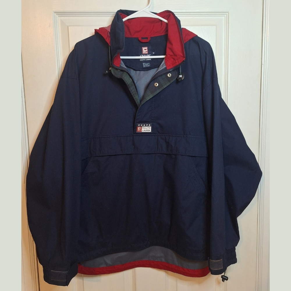 Chaps Ralph Lauren Vintage Blue Red Pullover Windbreaker Jacket Gorpcore Size M